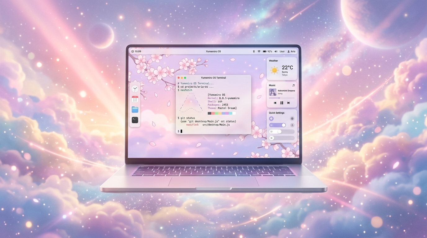 Yumemiro OS Laptop Mockup Desktop View